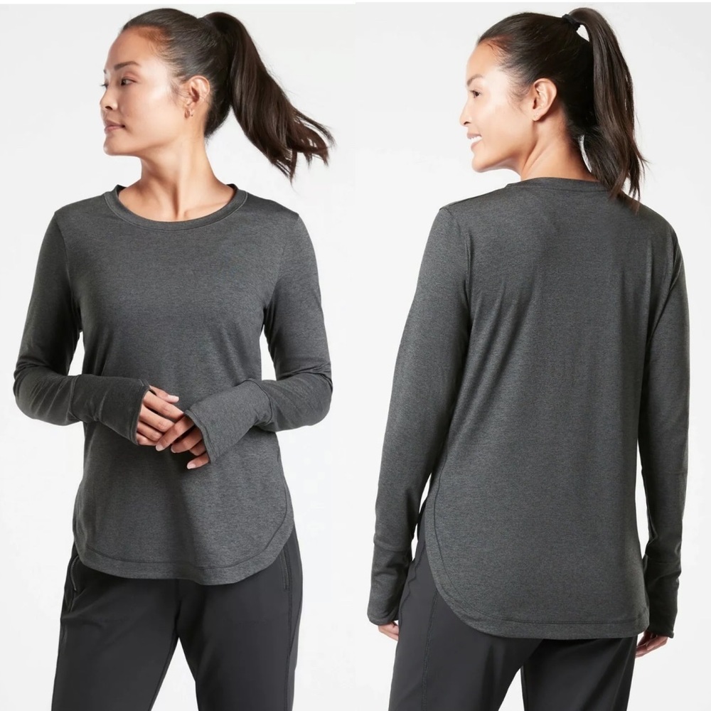 Athleta Uptempo Long Sleeve Thumb Hole Top,‎ Grey - Size SP